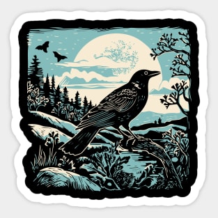 Lino Cut Bird Sticker